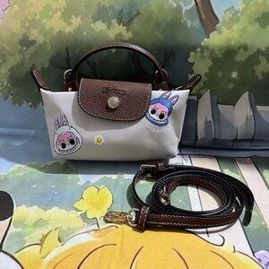 POP MART x Longchamp Le Pliage Mini Dumpling Bag Paper White